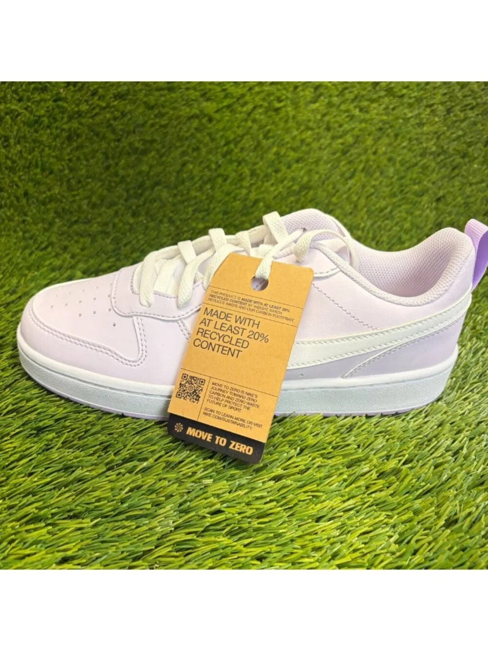 Nike Court Borough Low Girls Size 7Y Purple White Athletic Leather Shoes Sneaker